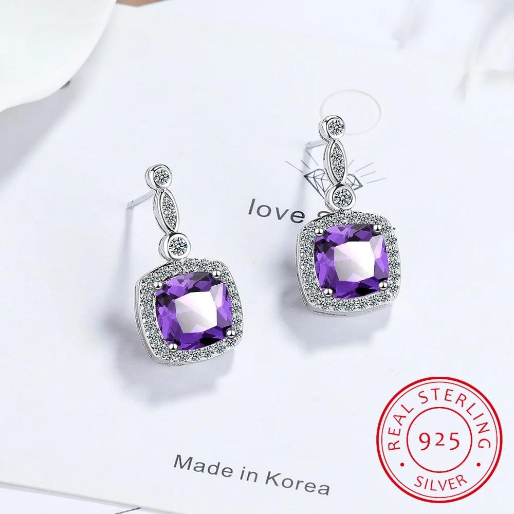 1.3ct Natural Peridot 925 Sterling Silver Square Stud Earrings Oorbellen for Women Fashion Green Gemstone Jewelry Birthday Gift