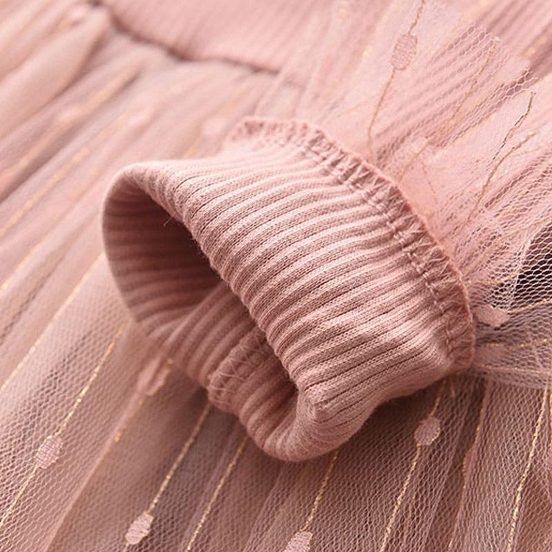 Autumn New Girls' Long-sleeved Dress Girls' Stylize Sequin Puff-sleeved Knitted Veil Skirt Children's Skirt
