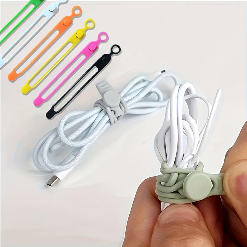 10pcs Reusable Silicone Cable Ties - Multi-Color Elastic Organizer for Headphones, Chargers, Mice & USB Cables, Travel-Friendly Storage Solution