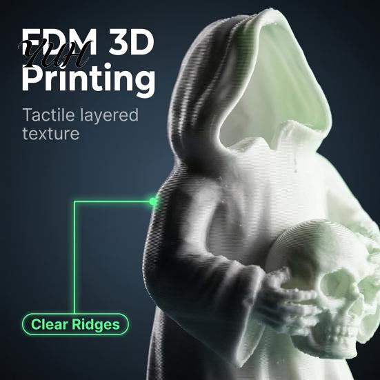 Desktop Scary Decor 3D Printed Glow In The Dark Skull Ornament, Gothic Hooded Ghost Statue Luminous Spooky Figurine for Halloween Decoration,