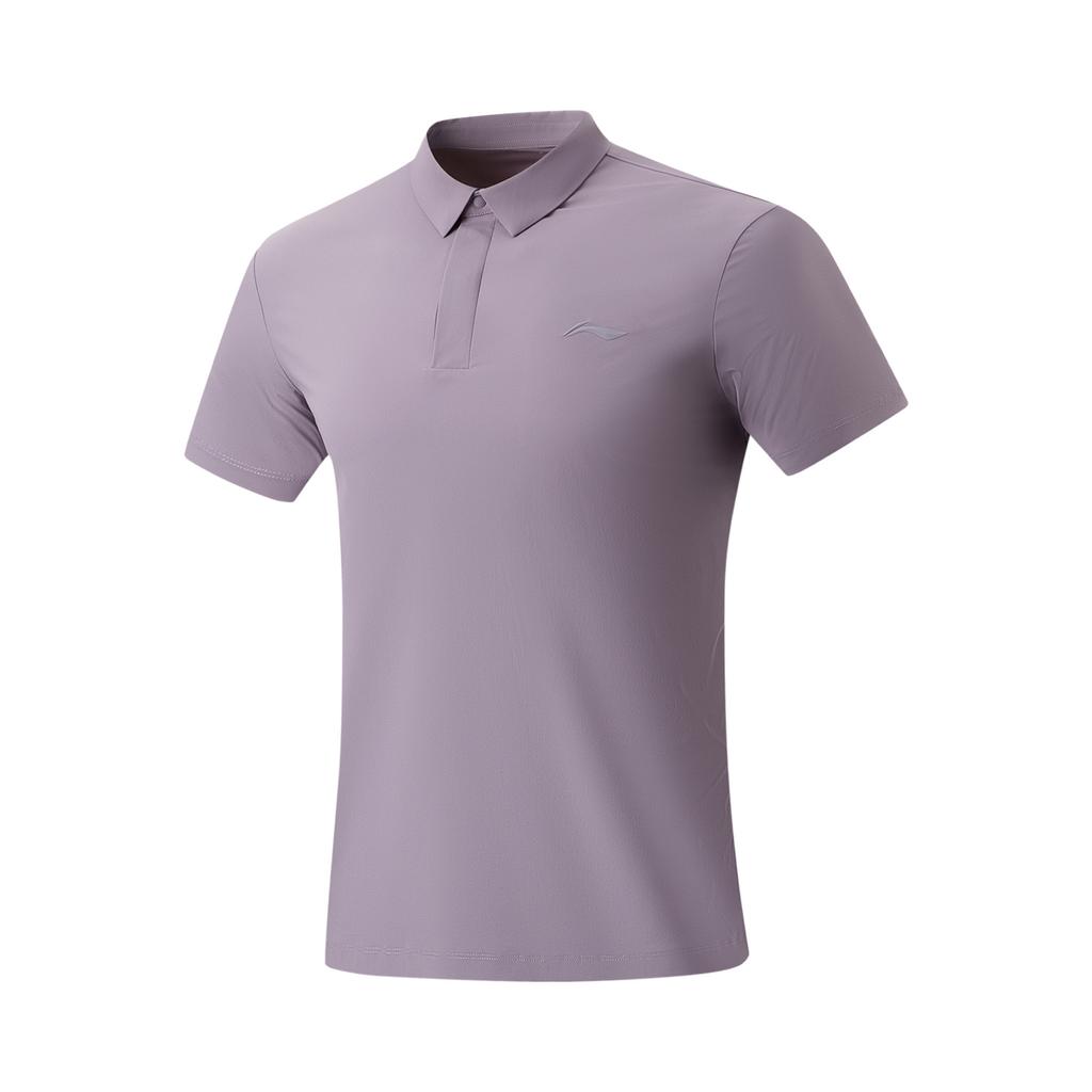 Li Ning Fitness Series Solid Color Comfortable Versatile Breathable Casual Sports Polo Shirt Men Tops Lobster-Purple APLU003-7