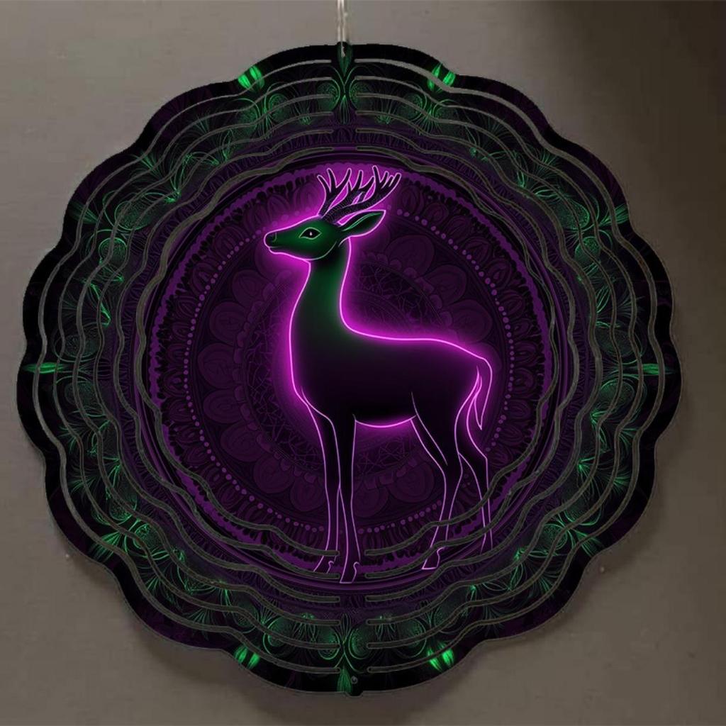 10-Inch Animal and 2D Mandala Wind Chimes, Battery-Free Rotating Vibrant Patterns for Outdoor Decor, Ideal Festive Gift