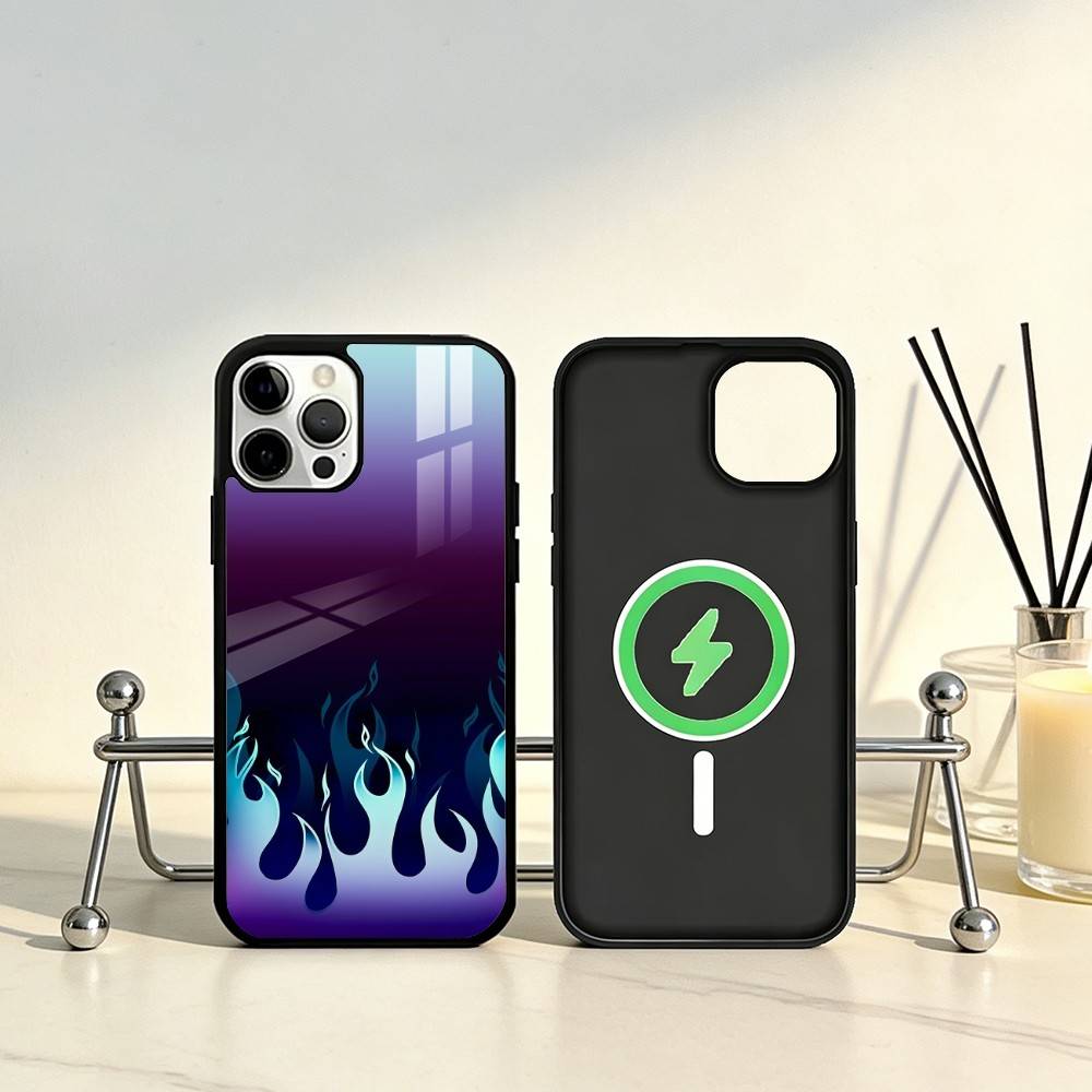 

COOL Flame Phone Case For iPhone17,16,15,14,13,12,11 Plus,Pro Max Magnetic For Magsafe Wireless Charging iPhone13PROMAX