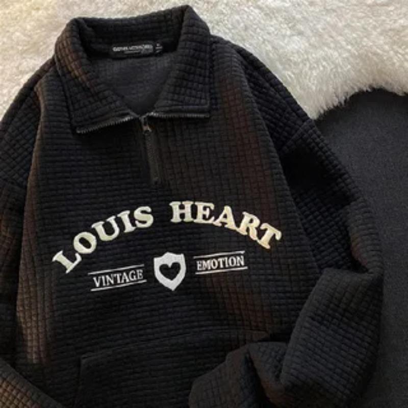 Стиль преппи с вышитыми буквами Поло с капюшоном Толстовки Пуловеры Большие толстовки с капюшоном Harajuku Streetwear Парные топы Одежда для женщин S чёрный