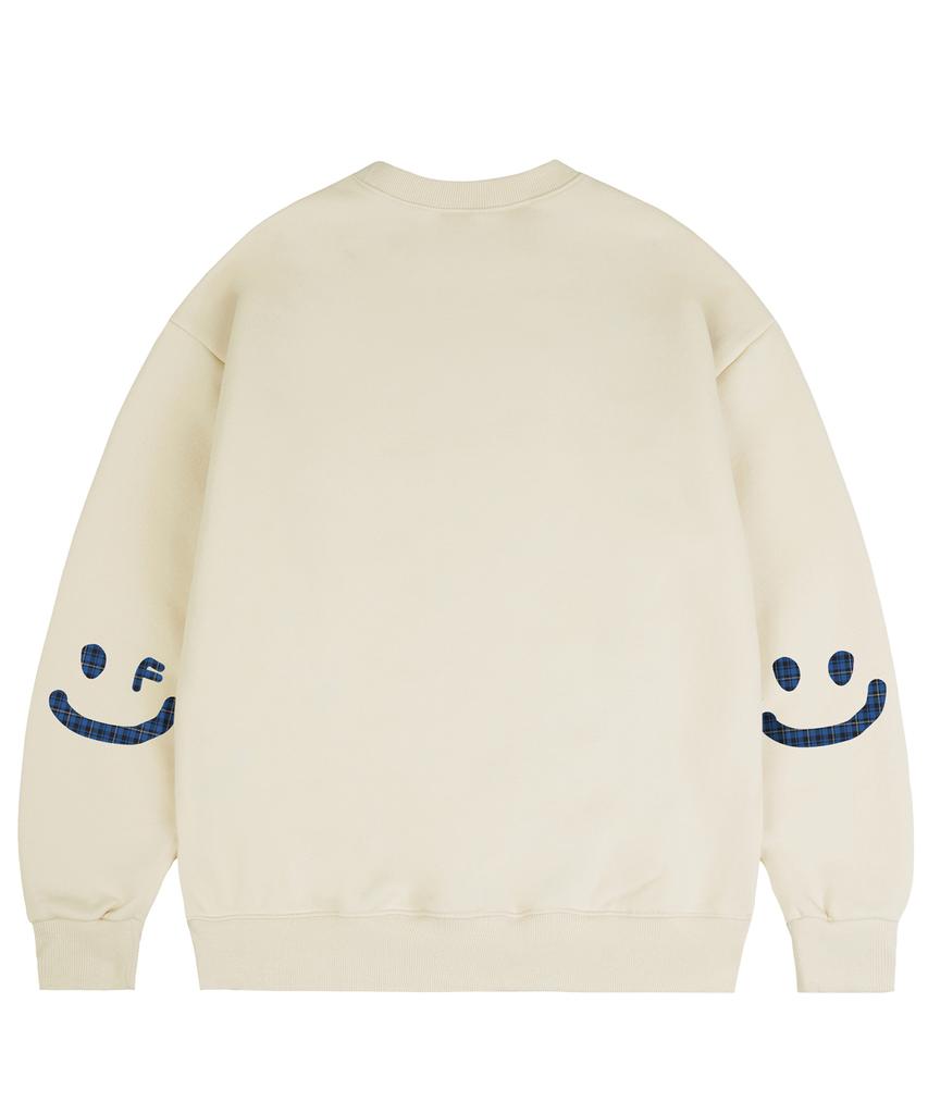 GRAVER [Unisex] Elbow Smile Drawing Sweatshirt_Cream