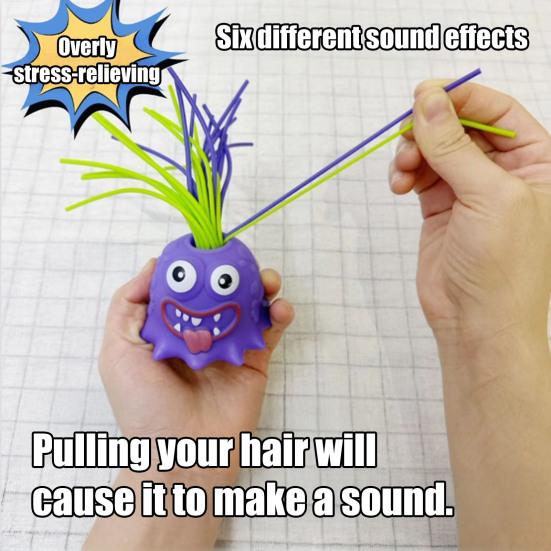 Hair Pulling Screaming Demon Toy with Light 6 Sound Effects Stress Anxiety Relief Portable Kids Teens Adults