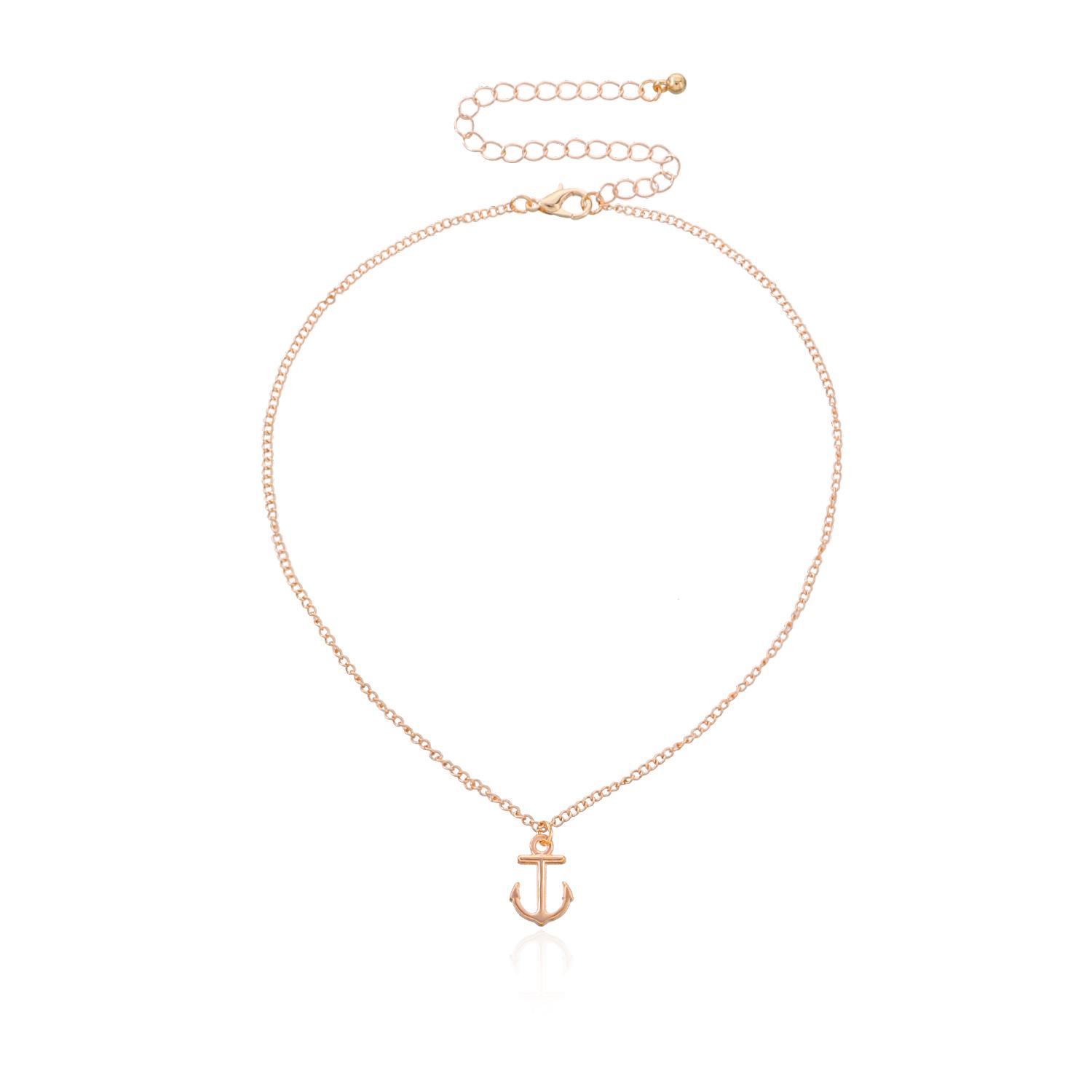 Украшения Простой Якорь Кулон Ожерелье Сексуальный Тренд Модное Ожерелье Уличная Съемка Ручная Работа Европейский и Американский золотой