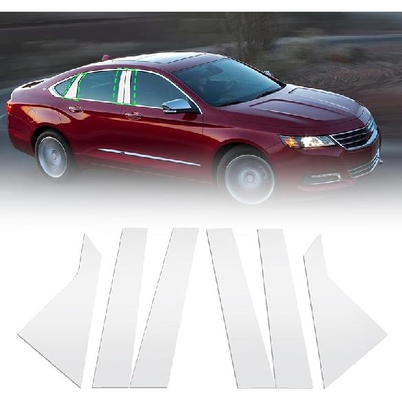FZJDSD Glossy Black 6Pcs Pillar Posts Door Window Trim Compatible With Chevy Impala 2014 2015 2016 2017 2018