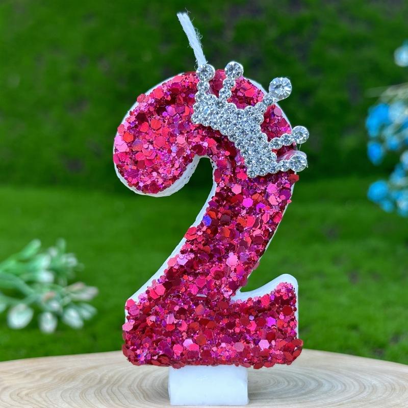 Pink Children's Birthday Number Candles Girl And Holders Surprises Candle Sparkles Cake Decoration Funny Lighting Lamps Candles