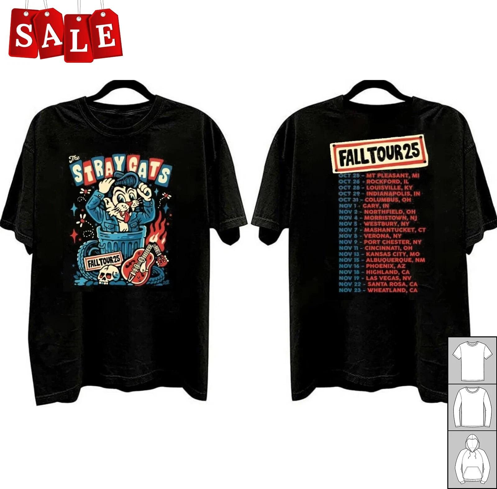 Rare The Stray Cats Fall Tour 2025 Gift For Fans Black All Size T-Shirt JM518 S