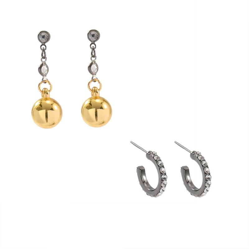 Geometric C-Shaped Stud Earrings Set 4pcs Minimalist Bohemian Dangle Women Zinc Alloy Hypoallergenic Steel Post 4-piece set