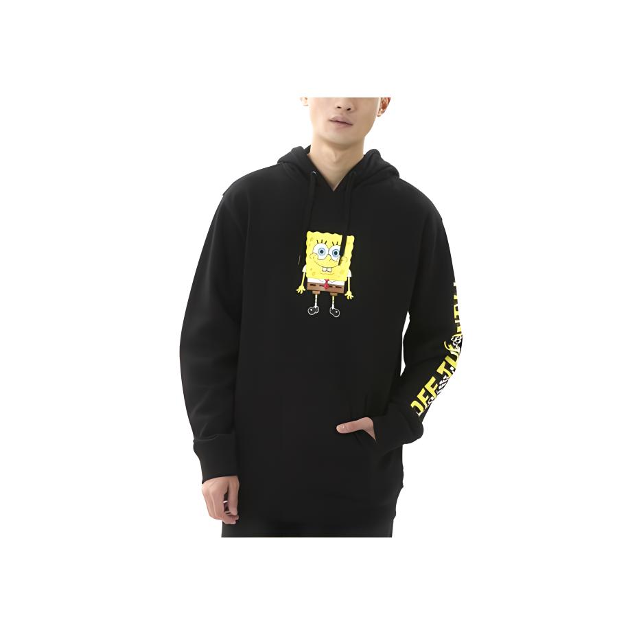 Vans X Happy Face Colaboração Estampa de Letra Moletom de Desenho Animado Masculino Moletons Preto VN0A5KENZAV