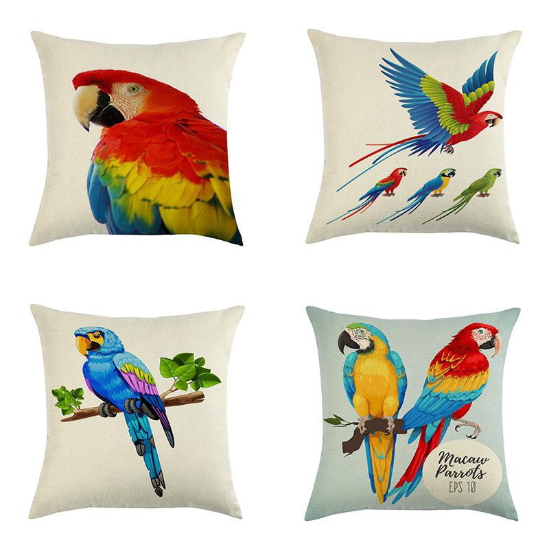 Painted Pattern Of The Macaw Digital Printing Short Plush Pillow Covers For Car Sofa Office Cushion Cover Home Goods