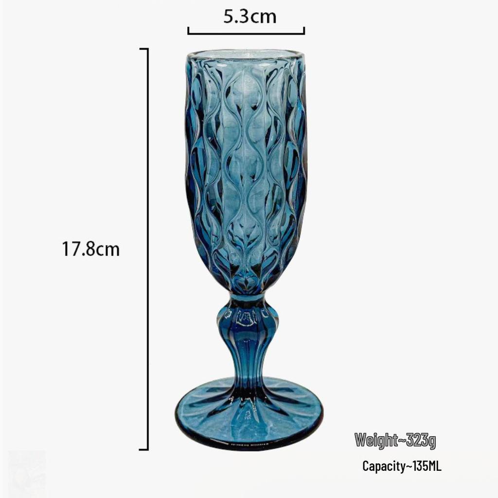 Vintage Embossed Colored Glass Goblet – Luxury Thickened Bubble Wine Glass