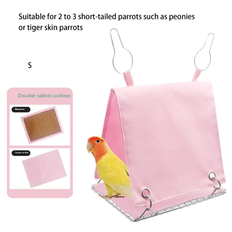 Steel Bird Bed Hammock Tent For Parakeets Lovebirds Snuggles Huts With Double Side Mat Ventilation Design For Cockatiels