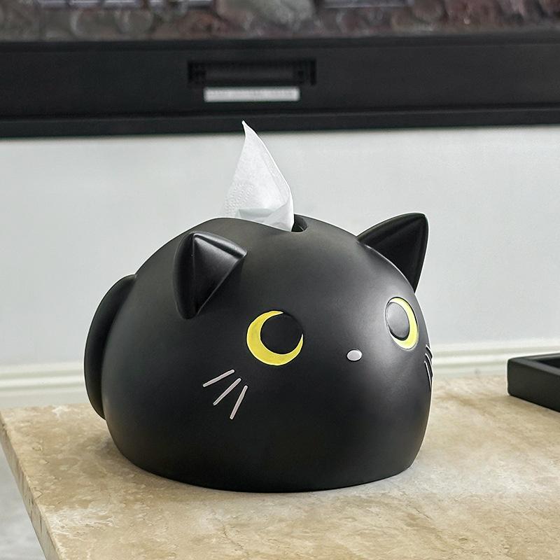 Cute Cat Tissue Box Luxury Paper Cover Kitten Car Living Tissue Paper Holder Desktop Home Kitchen Napkin Organizer Craft Ornamen