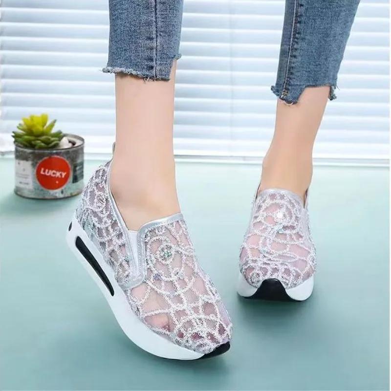 Fashion Designer Luxury Mesh Breathable High On Platform Women's Shoes Aesthetic 39 Comfortable and Elegant Y2k Fashion Ladies Footwear