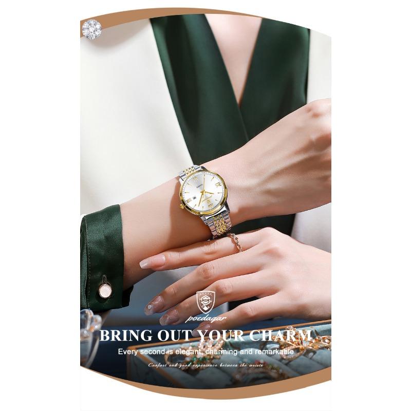 POEDAGAR Top Original Woman Wristwatch Waterproof Luminous Date Ladies Watch High Quality Stainless Steel Quartz Watches