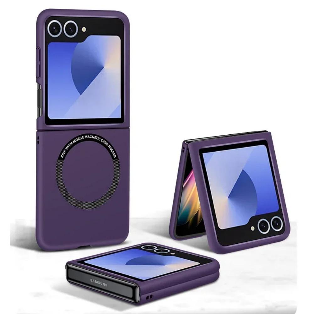 Luxusní Jednoduchý Ultratenký Jednobarevný Kryt na Telefon pro Samsung Galaxy Z Flip 7 6 5 4 3 Magnetická Přitažlivost Nárazuvzdorný Ochranný Kryt