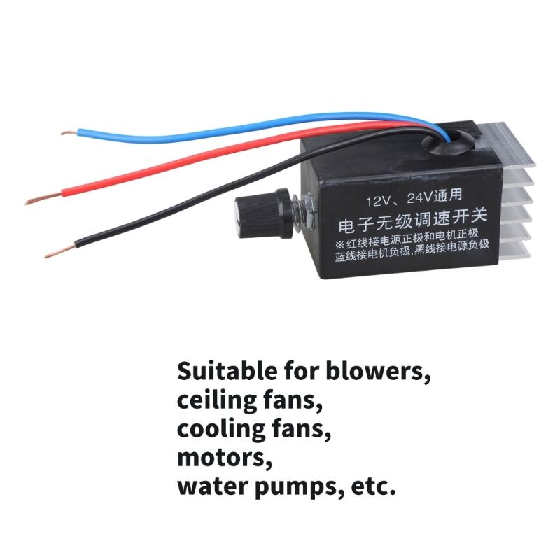 Aluminum 12V 24V Motor Speed Controller 7A 3 Wire Adjustable Speed Regulator Switches For Blower Fan Applications