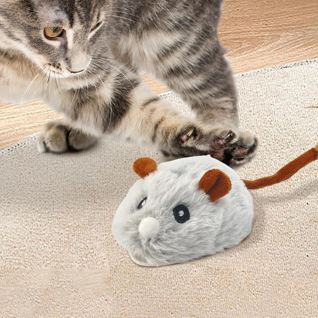 Cat Toy Games Rechargeable Plush Mice Interactive Toys For Cats With Silent Wheel For Play Exercise Entertain Training Halloween