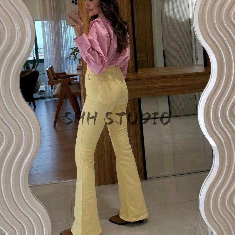 Summer New Product Women's Clothes Preppy Style Round Neck Long Sleeves Single Row Multi-Buckle Embroider Decorative Loose Design Shirt Tops