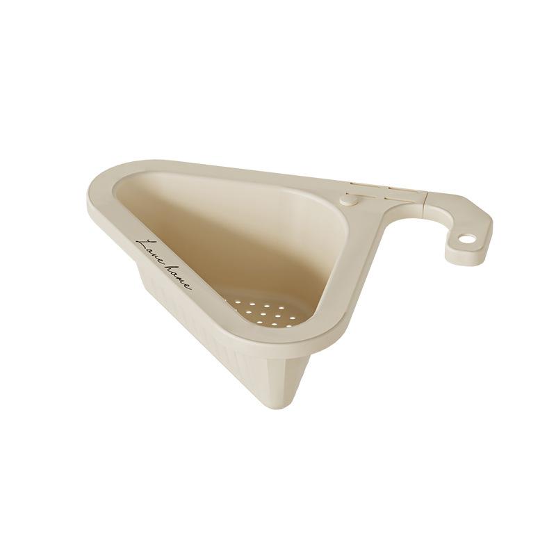 

New Triangular Draining Basket Sink Rack, No-drilling Kitchen Faucet, Sink, and Retractable Storage Basket молоко, білий колір