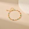 Gold Plated Stainless Steel Baguette Rainbow CZ Bezel Set Link Bracelet