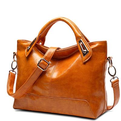 Bag Women's Summer Vintage Tote Oil Wax Leather Bucket Bag with All Shoulder Crossbody Bag Bag