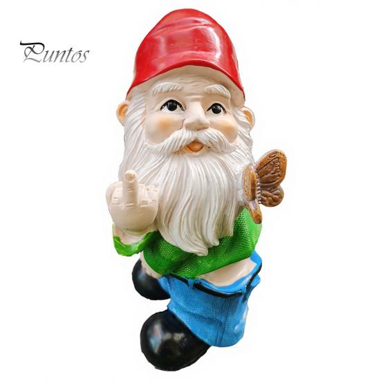 Einweihungsgeschenke für Gärtner Freche Mittelfinger-Gnom-Statue, Harz-Gartenzwerg-Ornament, Lustige Kreative Garten-Geste Zwerg-Dekoration