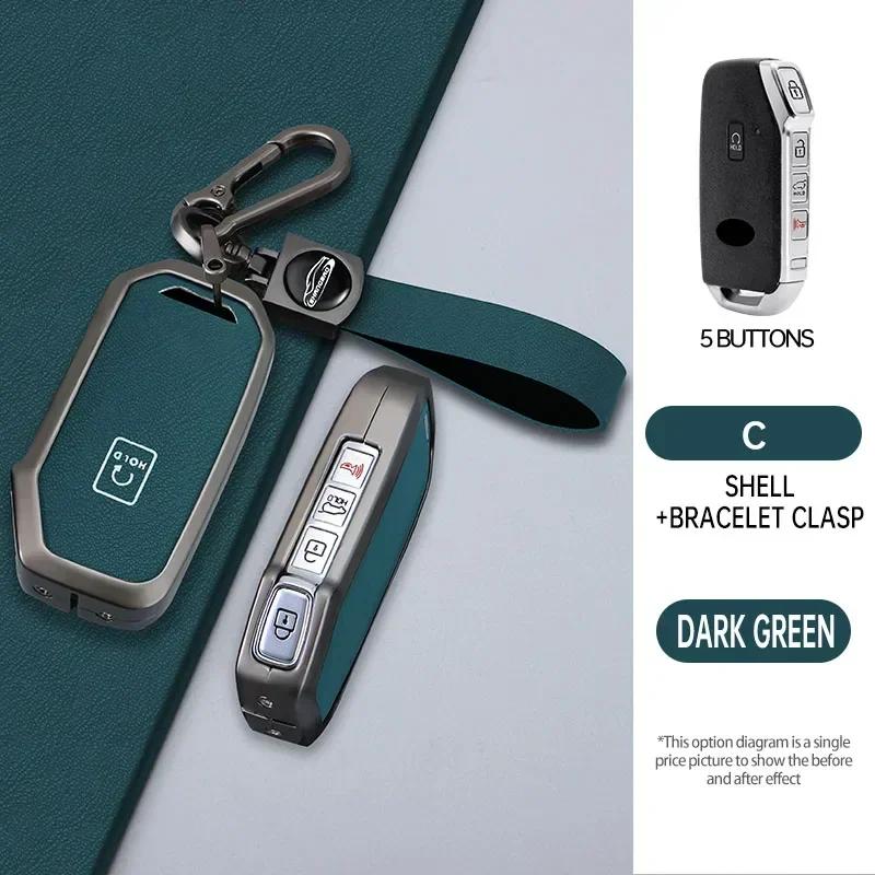 Zinc Alloy Leather Car Remote Key Case Protector Bag For Kia Sportage R Gt Stinger Sorento Ceed Cerato Forte Niro Soul Telluride