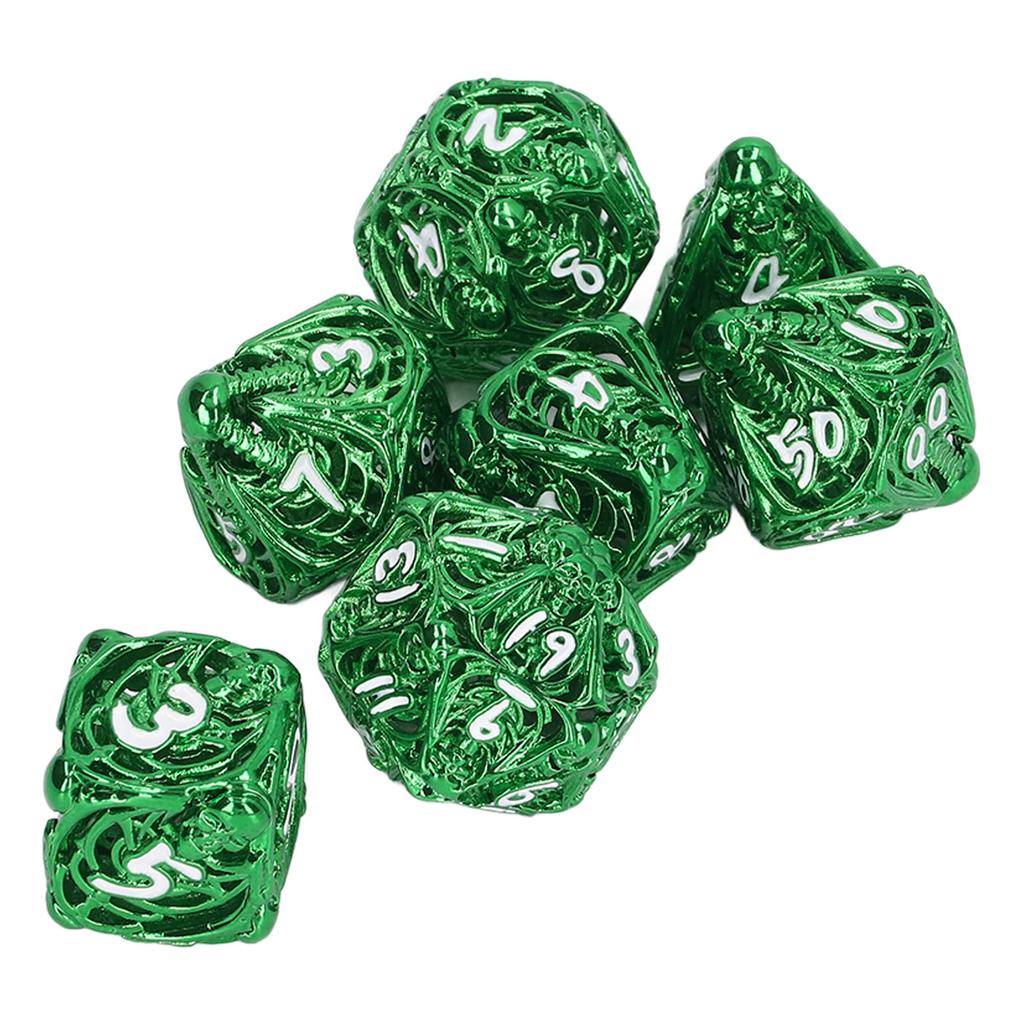7 Stück Hohlmetall Würfelset Erwachsene Feiertagsparty Brettspiel Polyedrische Würfel für Rollenspiel