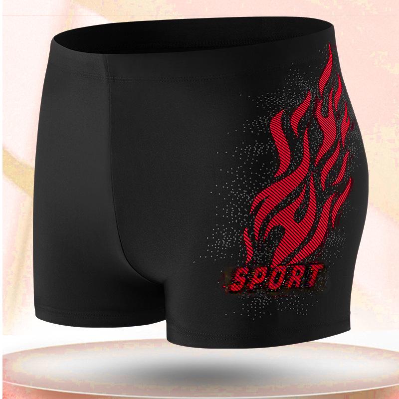 

Мужские нейлоновые плавки с плоской штаниной и дизайном пламени - Простая мода для плавания в горячих источниках XXL (for 120-180 jin)