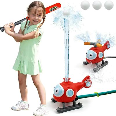 2 In 1 Outdoor Water Spray Sprinkler Baseball Set For Kids & Toddlers Helicopter Hydrant Water Spray Plaything With 2 Sprinkler Heads