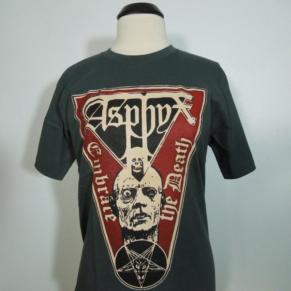 

ASPHYX Embrace the Death M MEDIUM T-Shirt GRAY Band Logo Unisex T-Shirt L