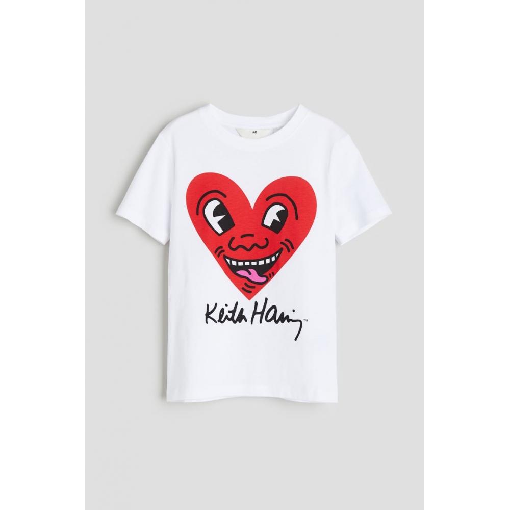 

Футболка с принтом HM Белая Keith Haring