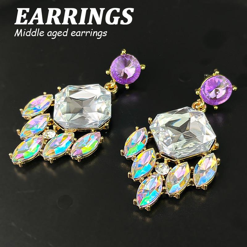 Boucles d'oreilles pendantes Zircon Fleur Colorée pour Femmes, Boucles d'oreilles pendantes Statement pour Fête & Usage Quotidien