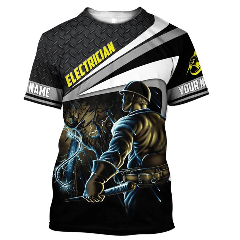 Fashion 3D Print T-Shirt For Men Electrician Uniform Leisure O-neck Oversized
