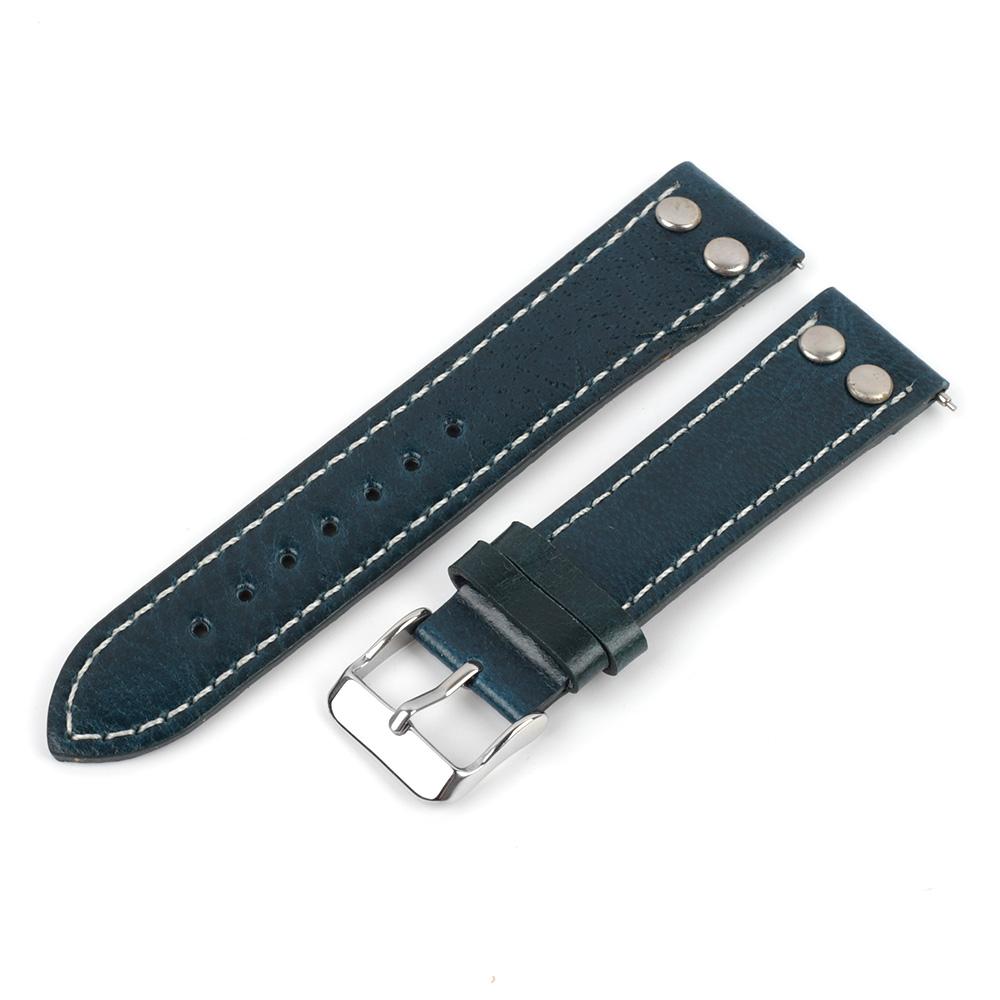 Vintage Discoloration Oil Wax Genuine Leather Watchband 18mm 20mm 22mm 24mm Rivet Bracelet Quick Release Watch Strap for Men
