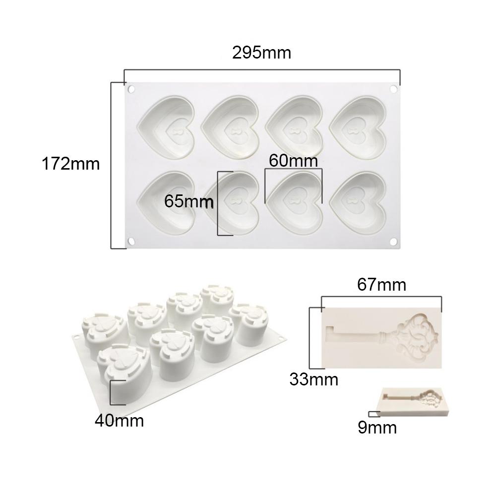 Love Shape Mousse Mold 8 Cavities Heart Lock Mold Valentine'S Day Cake Mould Reusable Heart Silicone Mould For Gift-Making Home