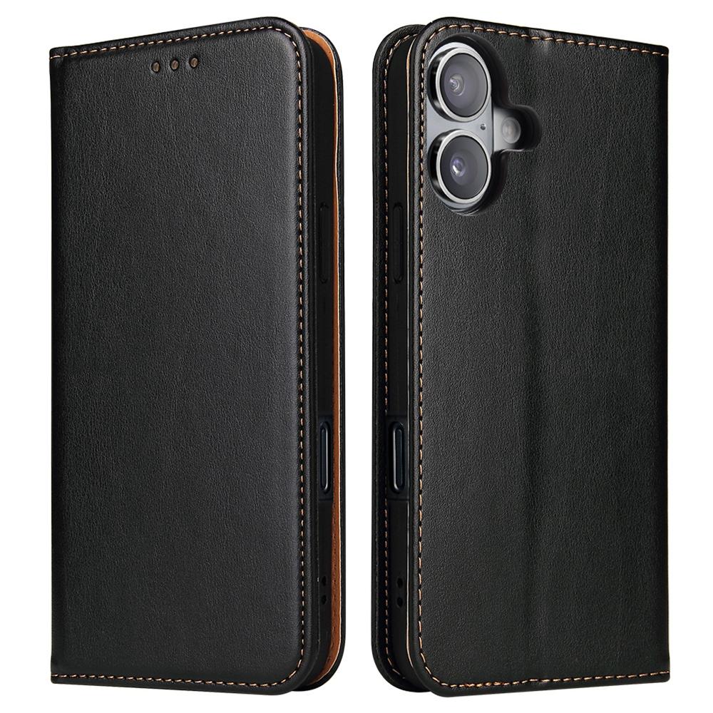 FIERRE SHANN For iPhone 16 Plus Case PU Leather Flip Stand Wallet Phone Cover A