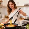10-inch long-handled food tongs for pasta, salad, and spaghetti, stainless steel grilling tongs with heat-resistant handle