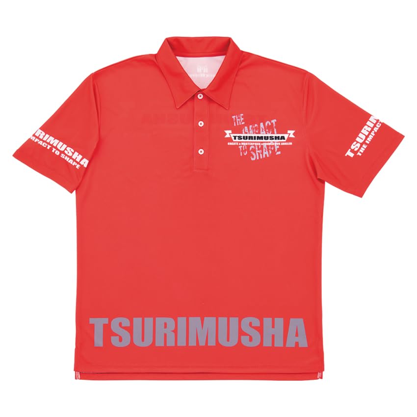 TsuriMusha Dry Adjust Flag Polo LL Tričko, Červené, I0140,