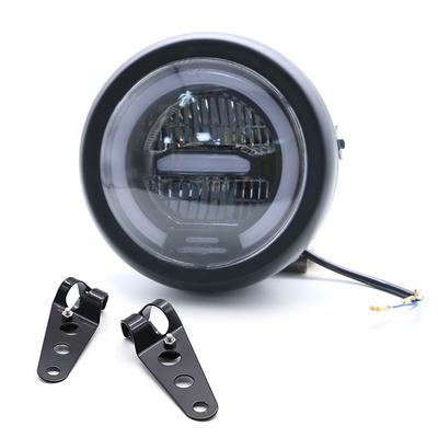 Universal Retro Motorcycle LED Headlamp Daylight White Halo Angel Eye Headlight
