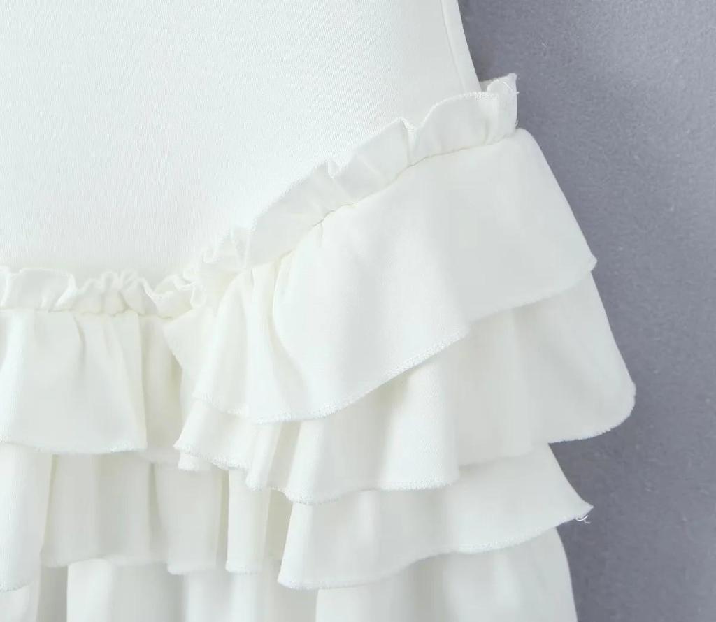 Chic French Square Neck High Elastic Sleeveless Mini Dress - Spring/Summer 2025 Collection