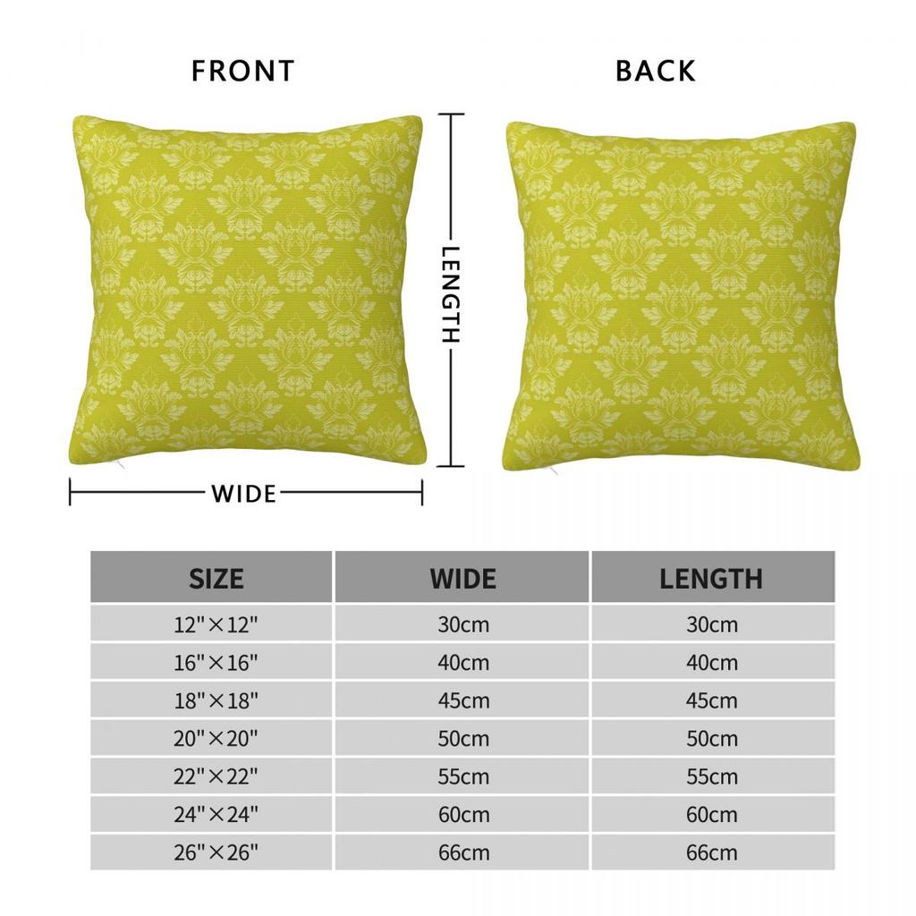 Victorian Chartreuse Yellow Square Pillowcase Polyester Linen Velvet Pattern Zip Decorative Throw Pillow Case Car Cushion Cover