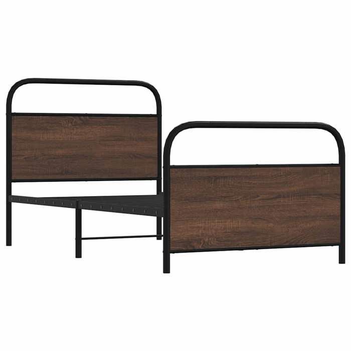 VidaXL Cadre de lit sans matelas 90x200cm chêne marron bois ingénierie, meuble de chambre à coucher, lit simple, sommier, 4100318