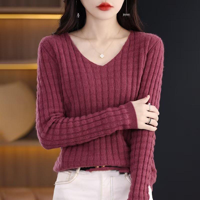 Women's Slim Fit Elegant Long-Sleeve Knitted Pullover Sweater