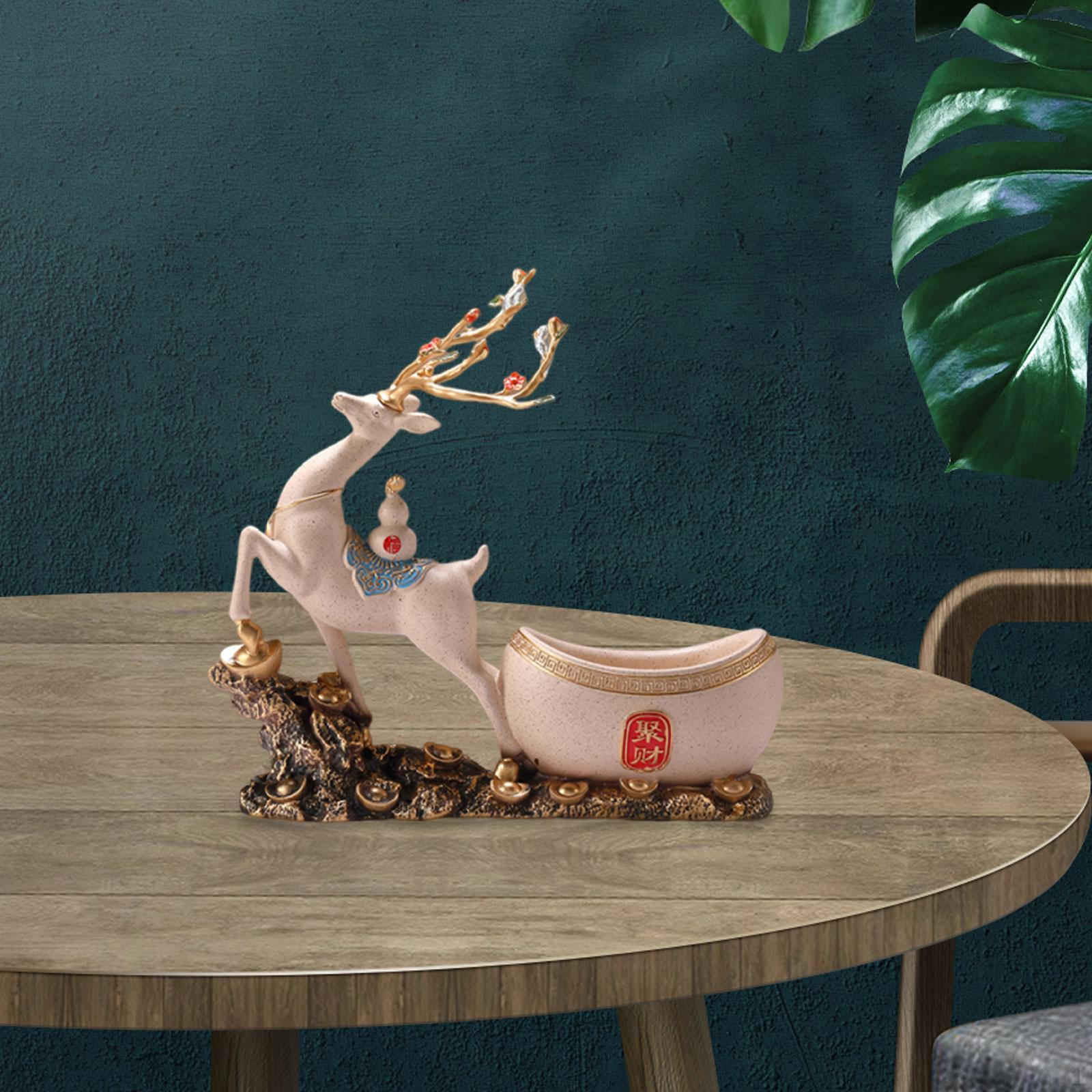 

Reindeer Figurine Decoration Decorative with Storage Bag Deer Statue for Hallway spots