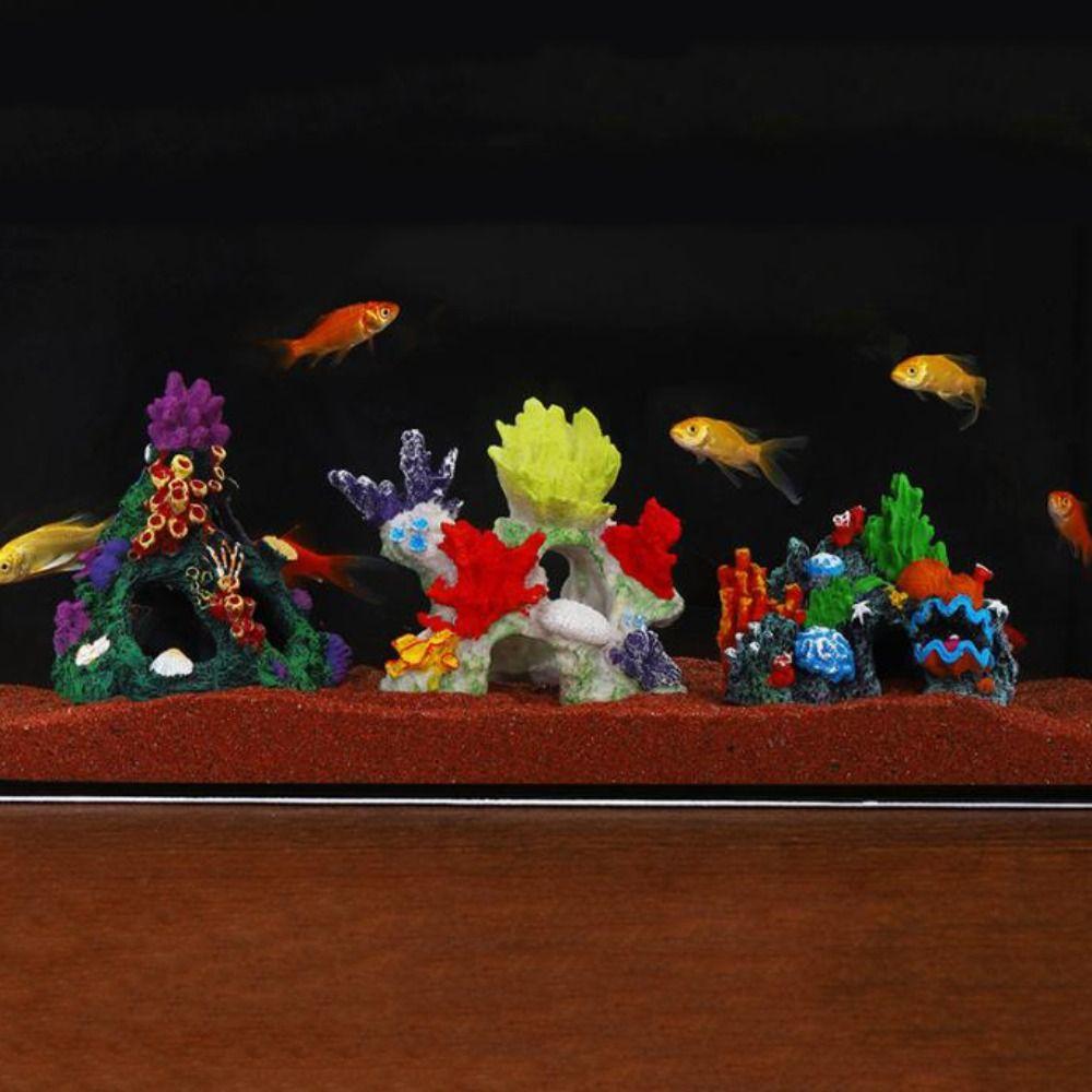 Creative Aquarium Coral Reef Ornaments Colorful Simulated Resin Rockery Aquatic Habitat